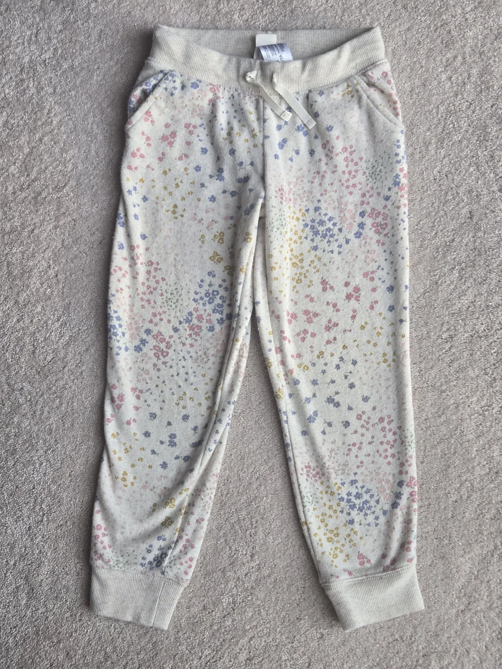 OshKosh B'gosh Cream Jogger Pajama Pants with Pastel Floral Print
